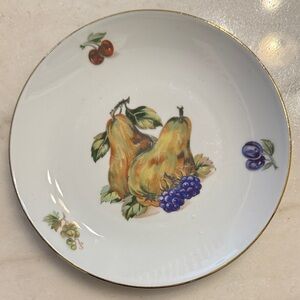 Vintage Kahla Fine Bohemian China with a central motif of two pears. 7.5”